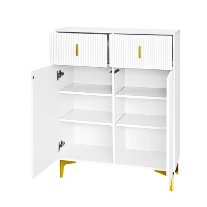 Hallway Wardrobe Set with Shoe Bench & Coat Rack – Storage Cabinet with Cushion (White/Black)