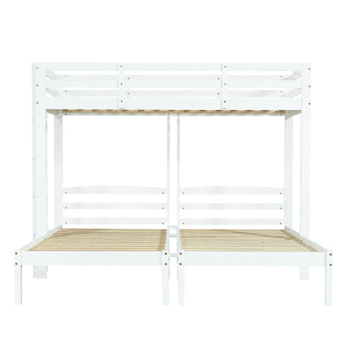 Triple Sleeper Bunk Bed for Kids & Teens – 3FT Solid Wood Frame with Ladder (White)